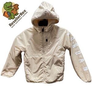 Jordan Kids Beige Full Zip Hooded Fleece Lined Puffer Jacket Size S 8-10Y